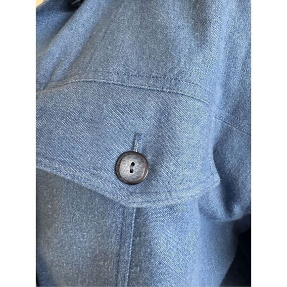 Adult unisex Large 70s light blue denim chambray jacket large pockets varsity - Picture 4 of 7